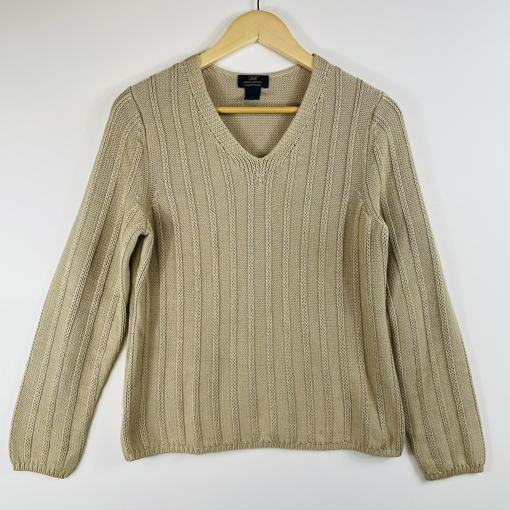 Brooks Brothers 346 Sweater Mens Small Medium Supima‎ Beige Cable Knit Office